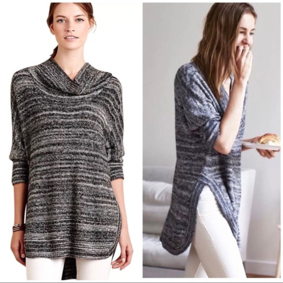 Anthropologie Spacedye gray Cowl Tunic sweater Field Flower size XS oversized - Picture 1 of 8